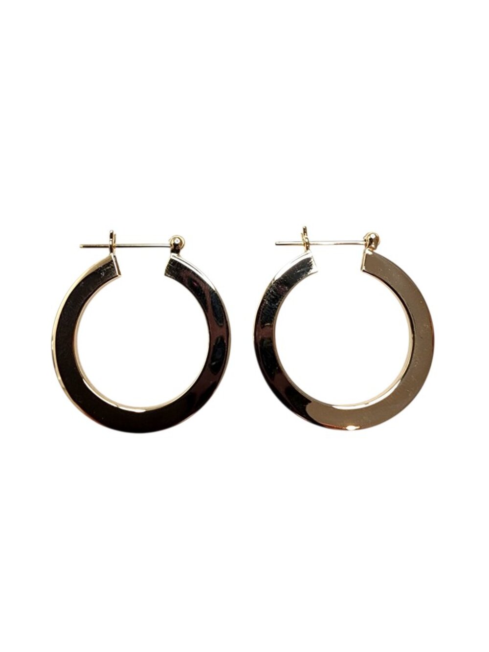 14K Yellow Gold Flat Hoop Earrings #25519